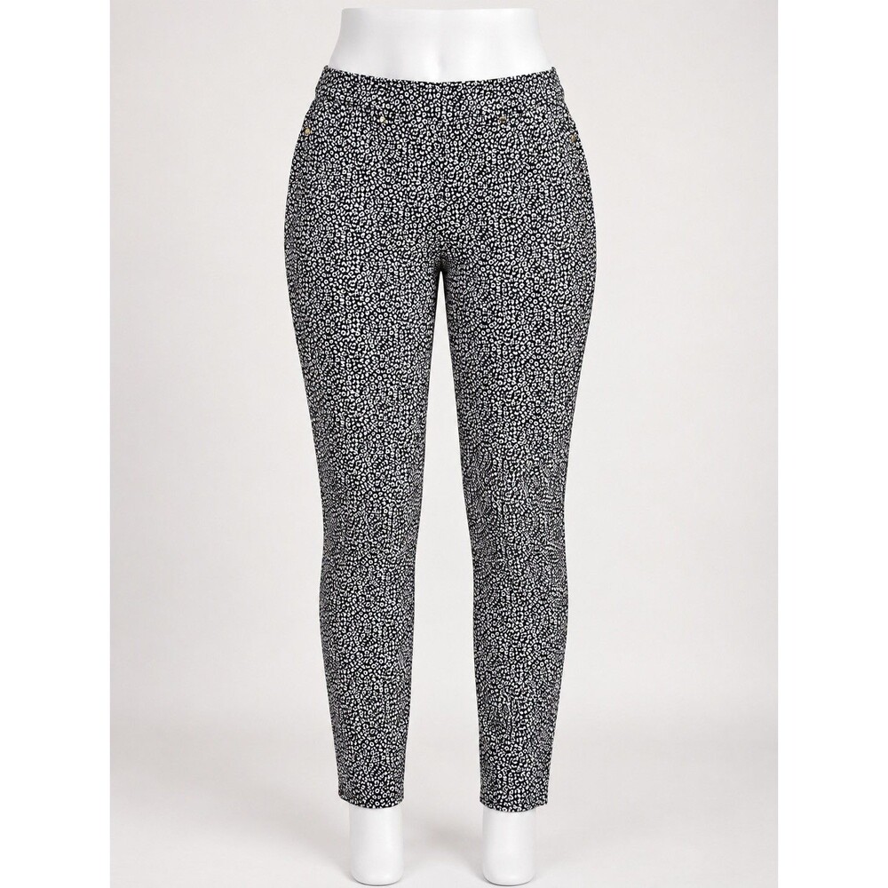 Michael Kors Pants Womens Large Gunmetal Leopard Print Mob Wife Classic Style